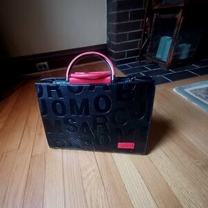 BLACK & RED LETTER EMBOSSED CROSSBODY BAG-(NEW)